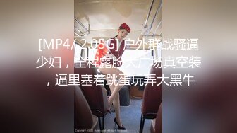 [MP4/ 2.05G] 户外群战骚逼少妇，全程露脸大广场真空装，逼里塞着跳蛋玩弄大黑牛